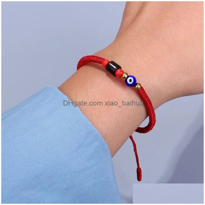 hot bracelet hand woven diamond knot red rope eye bracelet creative pull copper bead hand rope female