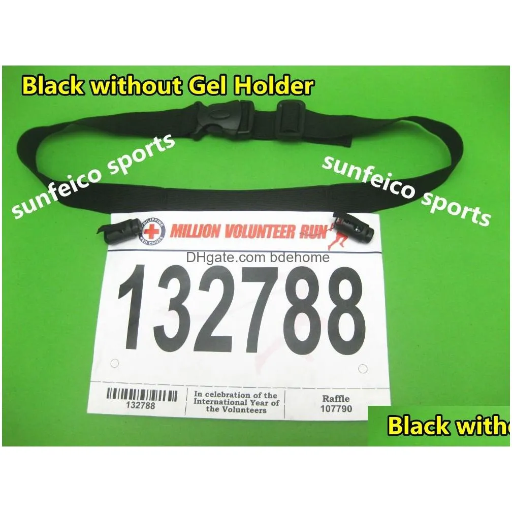 Accessories Wholesale-200Pcs/Lotsports Gear--Base Race Number Beltplain Bibs Holder Beltrunning Belt2 Colors Black Blue Drop Delivery Dhnfl