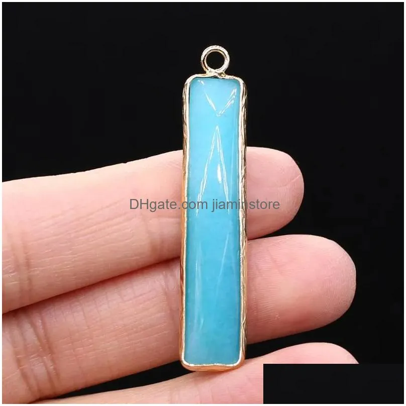 Pendant Necklaces Natural Stone Pendants Long Strip White Turquoise Malachite For Jewelry Making Diy Women Necklace Earring Supplies