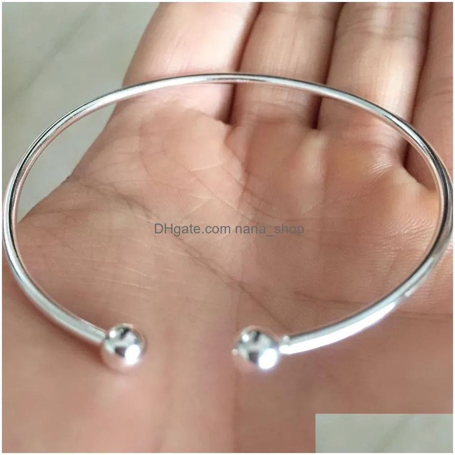 Bangle Unscrew 2Mm Fine Sterling Sier Adjustable Opening Gold Color Balls Can Be Turned On And Diy 19162315986 Drop Delivery Jewelry Dh5I1