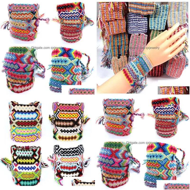 Charm Bracelets 2021 Bohemian Vintage Cotton Hand Woven Rope Ethnic Style Colorf Friendship Bracelet Knotted Bracelet/Anklet Drop Del Dhp6J