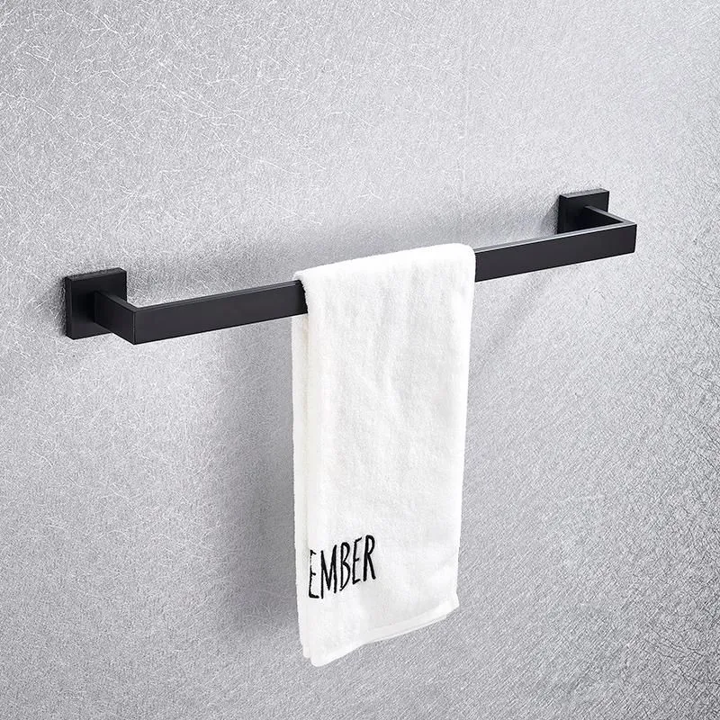 Bath Accessory Set Bathroom Hardware Black Robe Hook Towel Rail Bar Rack Shelf Tissue Paper Holder Toothbrush Accessories
