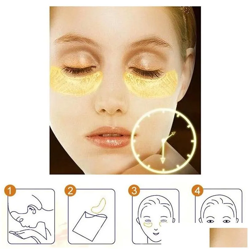 24k Gold Crystal Eye Mask Collagen Patches Anti Aging Dark Circles Puffiness Moisturizing Eye Masks Gel Pads for Under Eyes Bags