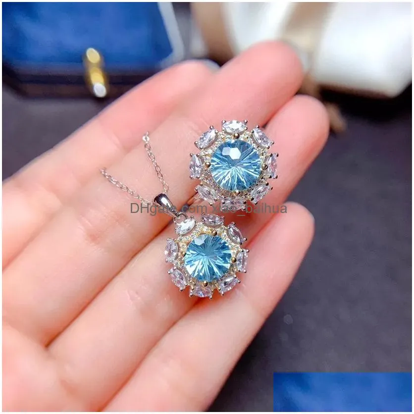 topaz jewelry set ring and pendant sun flower firework cut zircon wedding jewellry