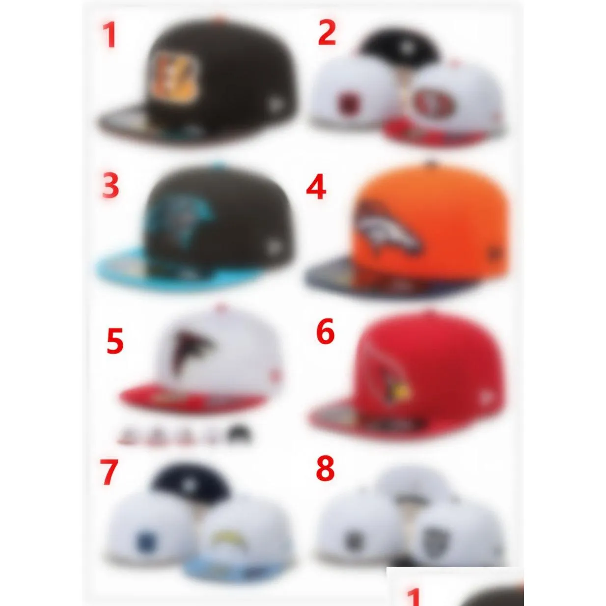 Newest Men`s Foot Ball Fitted Hats Fashion Hip Hop Sport On Field Football Full Closed Design Caps Cheap Men`s Women`s Cap Mix