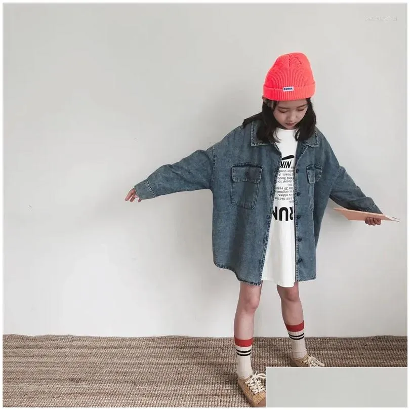 Jackets Girls Denim Jacket Spring Autumn Kids Casual Old Style Design Coats Teenage Korean Outerwear Costume 4-13Yrs