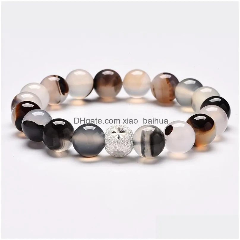 black agate bracelet mens and womens crystal single ring string s925 silver purchase special