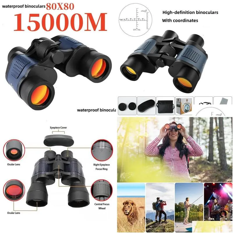 Telescope & Binoculars Binocars Cam 80X80 Long Range 15000M Hd High Power Tourism Powerf Hunting 231206 Drop Delivery Sports Outdoors Dhqx4