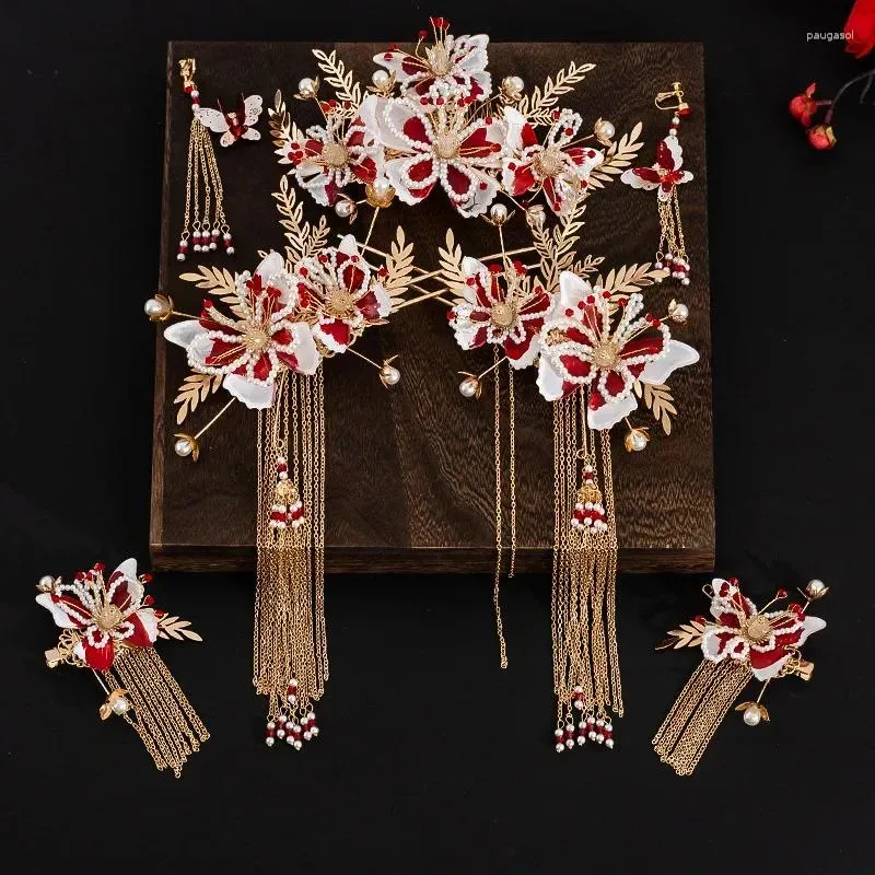 Hair Clips Bride Ancient Wedding Chinese Style Atmospheric Tassel Phoenix Crown Step Rocking Ornament Female