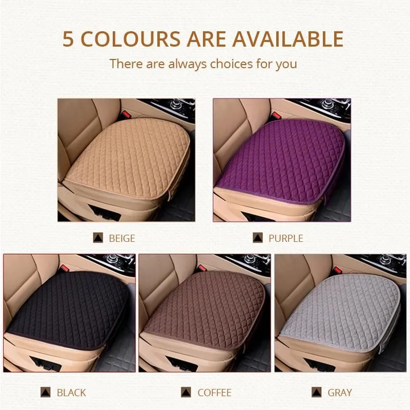 Car Seat Covers Front/Rear/ Full Set Choose Cushion Linen Fabric Pad Protector Accessories Anti-slip