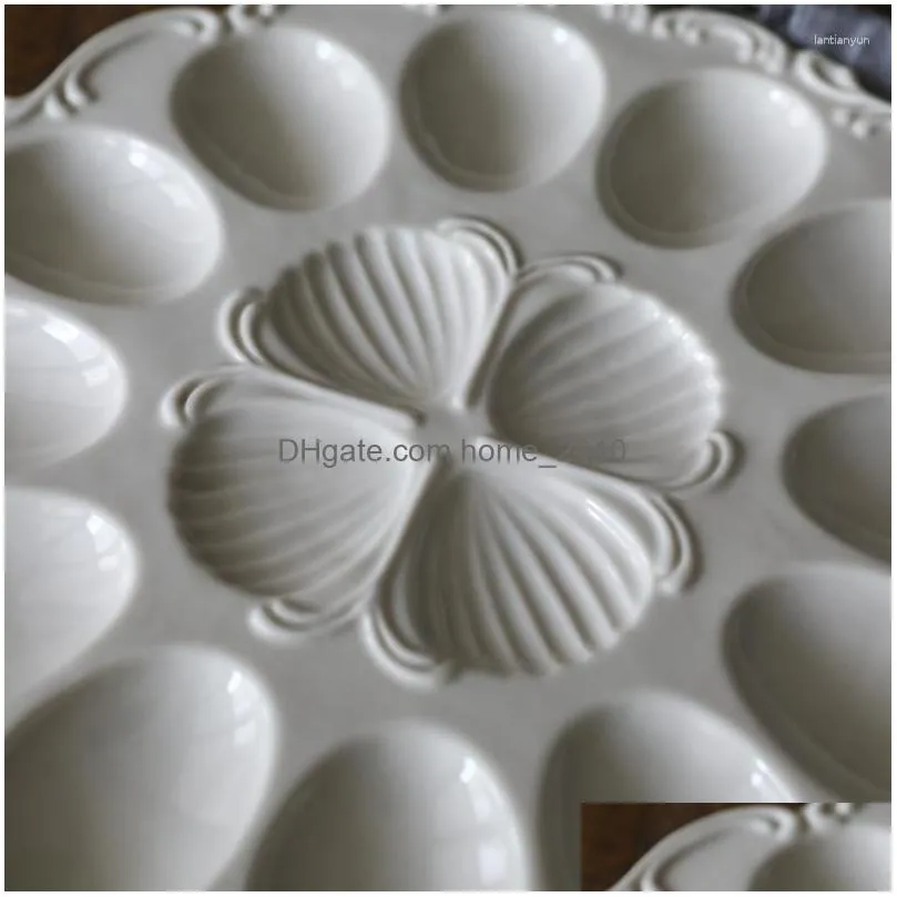 plates antique carved creamy ceramic tableware kitchen egg tray