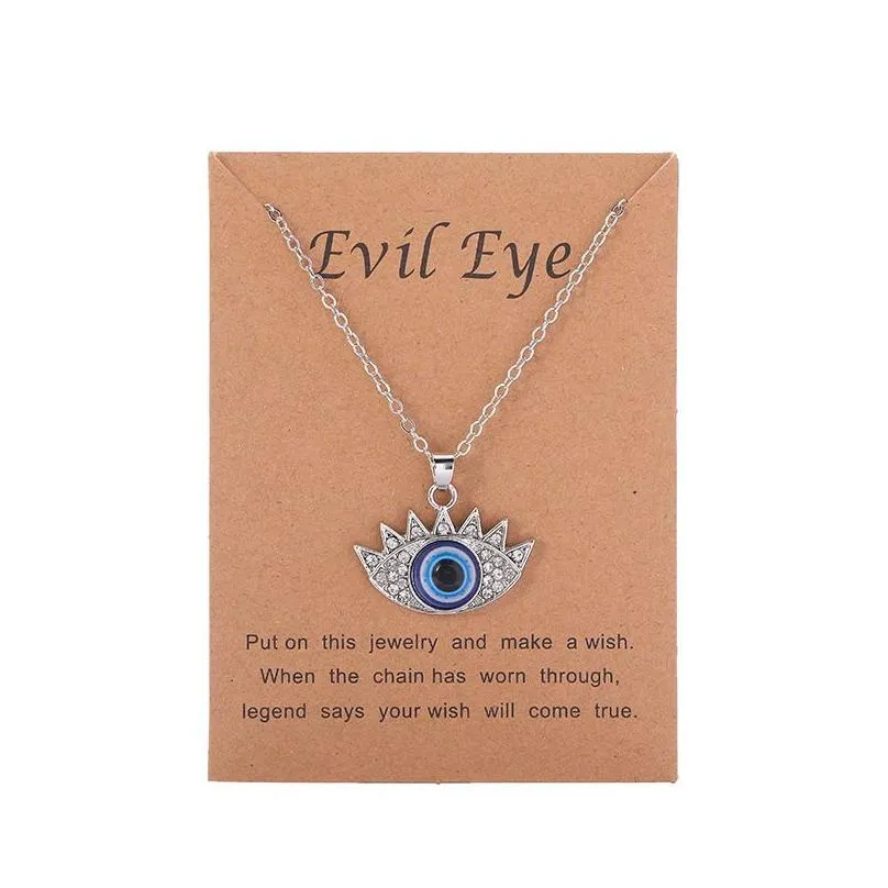 26 styles blue turkish evil eyes pendant necklace creative diamond devils eye silver chain necklaces jewelry gift