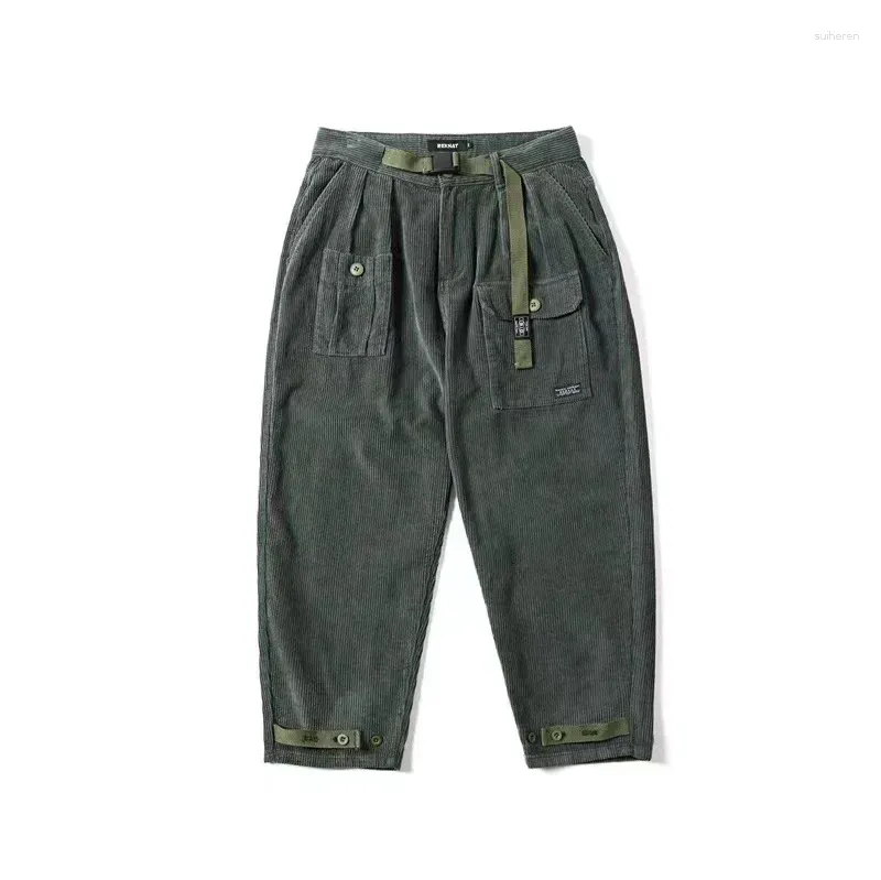 Men`s Pants 2023 Spring Fashion Classic Brand Men Wide Legs Casual Corduroy Overalls High Street Hip Hop Superior Quality Trousers