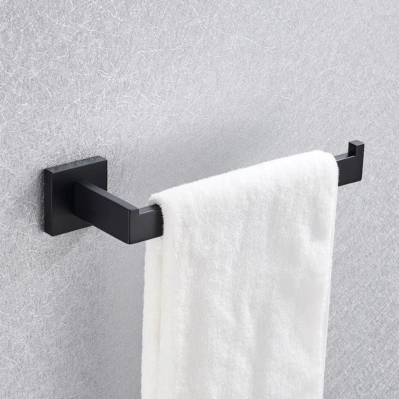Bath Accessory Set Bathroom Hardware Black Robe Hook Towel Rail Bar Rack Shelf Tissue Paper Holder Toothbrush Accessories