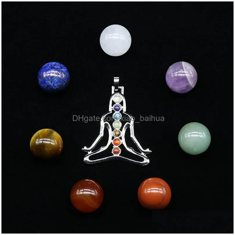 7 chakra wheel natural energy stone 20mm ball boxed yoga healing stone guide meditation