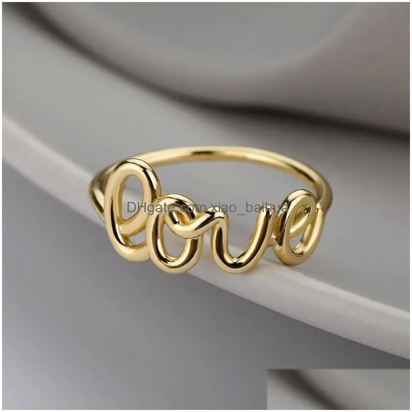 love word ring gold silver rings for women