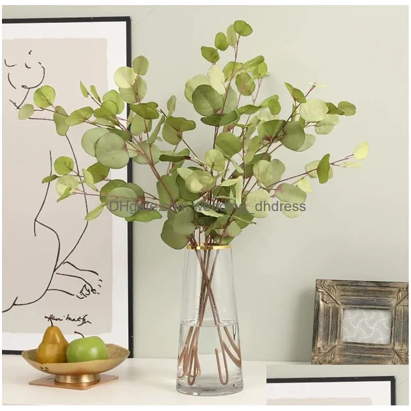 autumn artificial plant faux leaves eucalyptus long branch home wedding decoration silk flowers fake plants diy table decoration