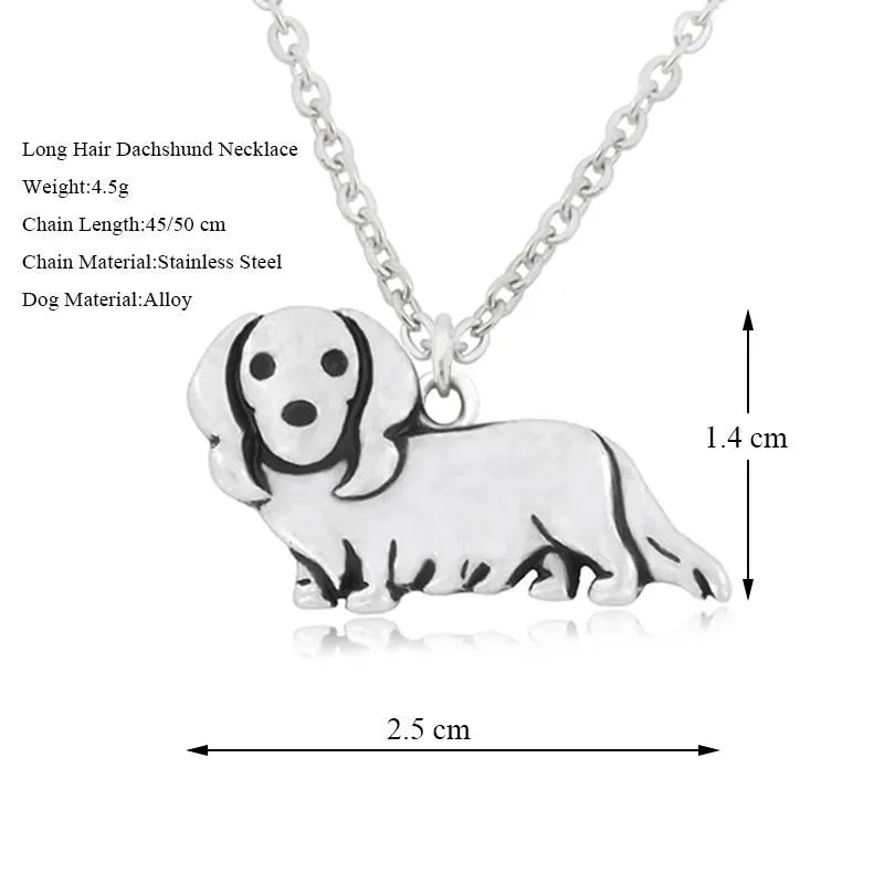 Pendant Necklaces Long Hair Dachshund & Doxie Dog Puppy Initial Necklace For Women Stainless Steel Chains Lover JewelryPendant