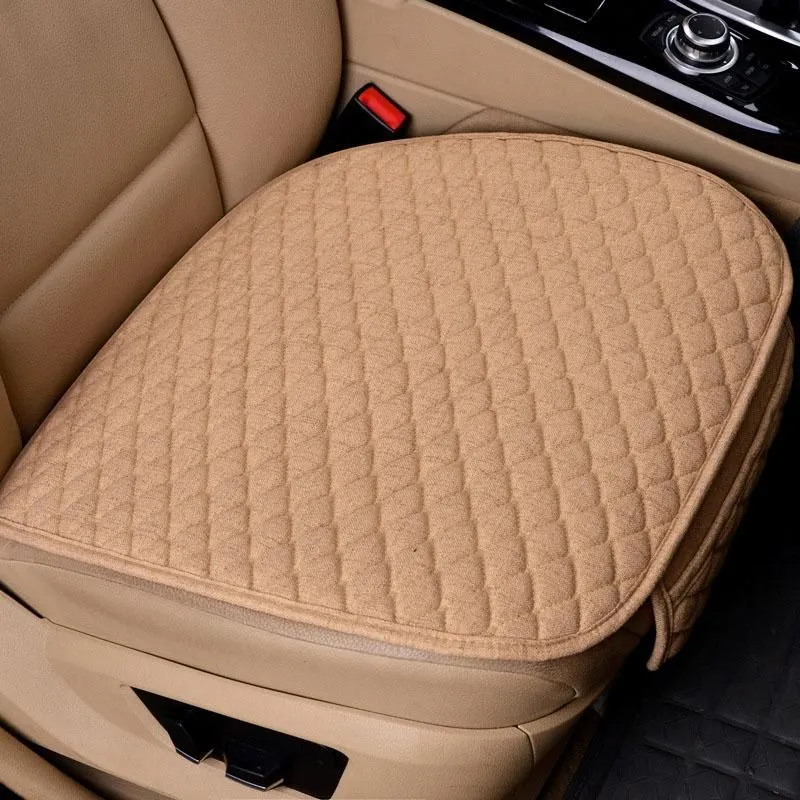 Car Seat Covers Front/Rear/ Full Set Choose Cushion Linen Fabric Pad Protector Accessories Anti-slip