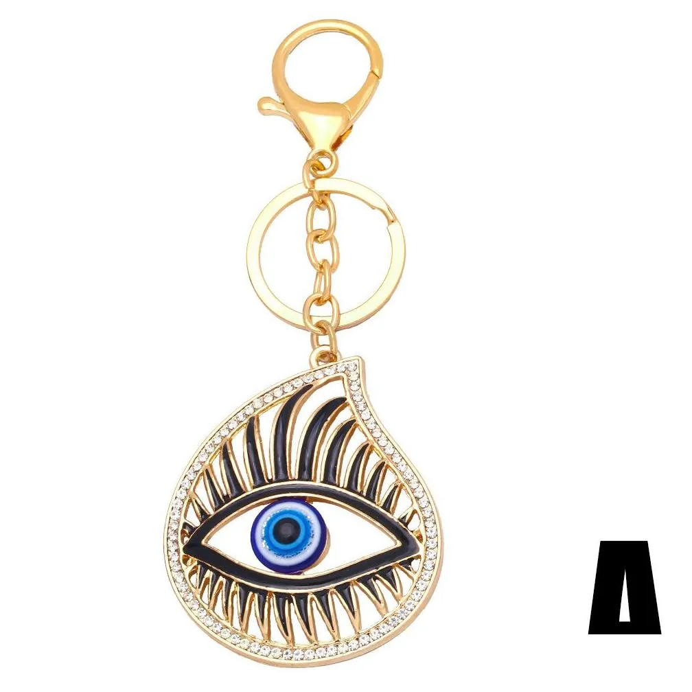 creative rhinestone devils eye metal keychain pendant men women fashion evil eye jewelry bags keychains accessories gift