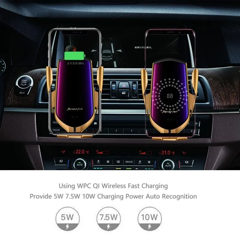 best priceR1 Wireless Car  Automatic Clamping For iphone Android Air Vent Phone Holder 360 Degree Rotation 10W Fast Charging with