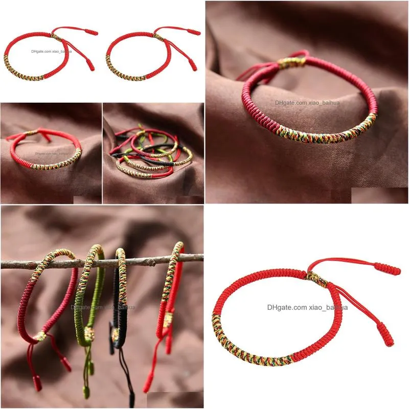 braided bracelet diamond knot hand rope color red two color braided bracelet tibetan bracelet handmade