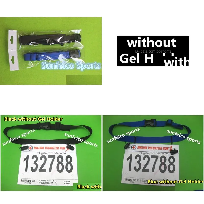 Accessories Wholesale-200Pcs/Lotsports Gear--Base Race Number Beltplain Bibs Holder Beltrunning Belt2 Colors Black Blue Drop Delivery Dhnfl