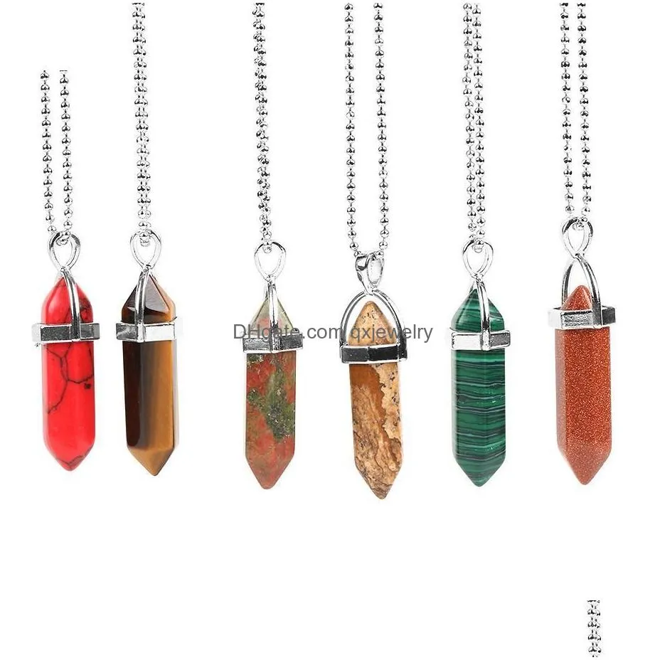 Pendant Necklaces 2021 Semi-Precious Shape Natural Stone Real Amethyst Women Chakra Gem Stones Quartz Crystal Summer Jewelry Drop Deli Dhirg