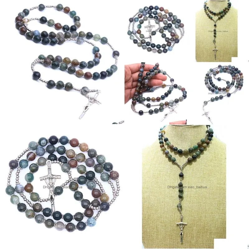 christ croix collier pierre naturelle agate indienne croix perles fournitures dglise