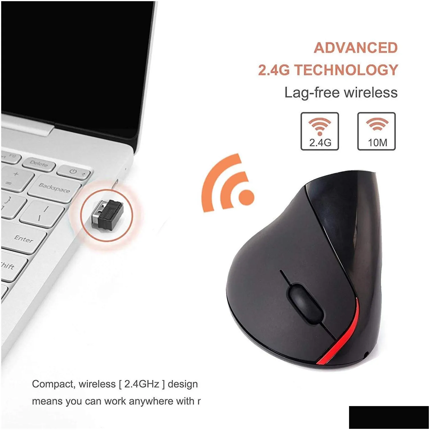 USB 24 GHz Rechargeable Wireless Mouse With vertical Ergonomicr Optical Mouse2170627