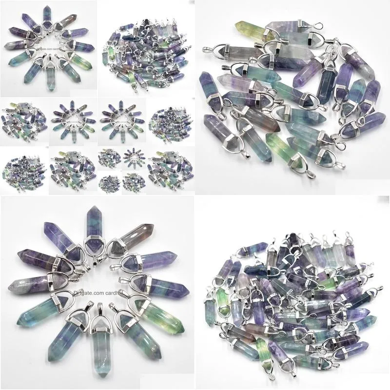 Charms Wholesale Fashion Good Quality Natural Fluorite Stone Pillar Point Chakra Pendants For Jewelry Making Drop Delivery Findings Co Dhamn