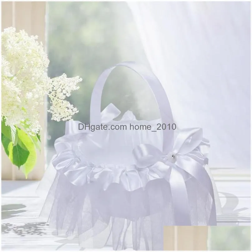 party decoration 1pcs wedding flower basket girl lace romantic bridal accessories for ceremony