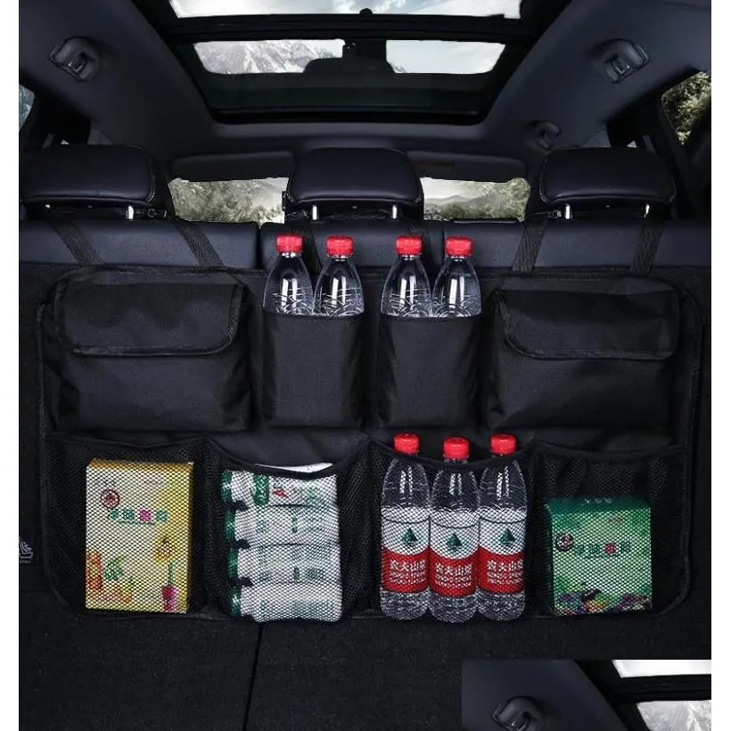 Car Organizer Rear Seat Back Storage Bag Multi Hanging Nets Pocket Trunk Auto Stowing Tidying Interior AccessoriesCar3482226