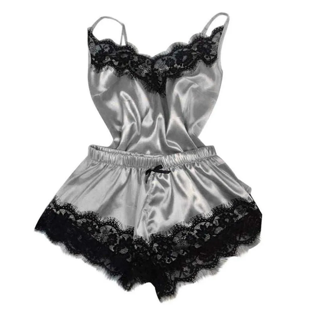 Womens Pajama Set Cute Cami Top And Shorts Two Piece Suits Sexy Lingerie Setsleepwear Sexy Temptation Babydoll Nightwear