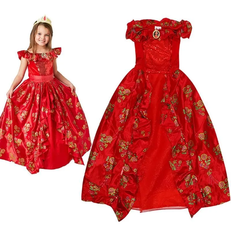 Girl`s Dresses Girl Classic Princess Elena Red Cosplay Costume Kids Of Avalor Dress Children Sleeveless Party Halloween Ball Gown