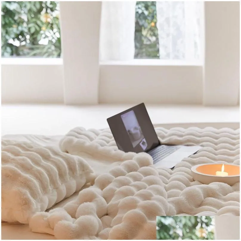 Blanket Fur Winter Luxury Warmth Super Comfortable For Beds High-End Warm Sofa Drop Delivery Home Garden Textiles Dhktp