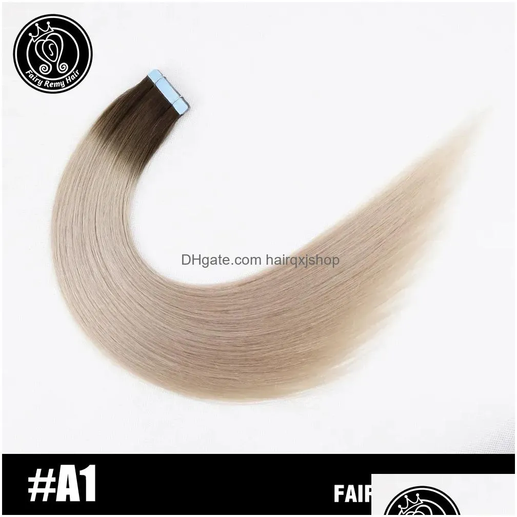 Hair Extension Kits Extensions Tape In Human 100% Real Remy Yage Highlights Color 2.0G/Piece 16 18 20 22 Drop Delivery Products Dh3Gm