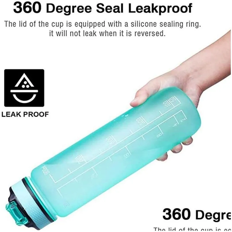 Water Bottles 32Oz Portable Bottle Motivational Sports With Time Maker Leak-Proof Cup For Outdoor Sport Fitness Bpa Drop Delivery Dhcle