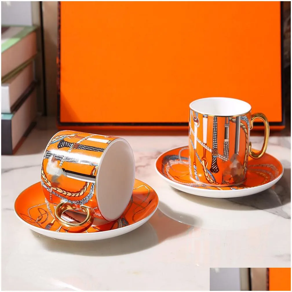 Designer Cups and Saucers Set Exquisite Coffee Cup Set Ceramic Home European Afternoon Tea Set Bone China Luxury with Gift Box