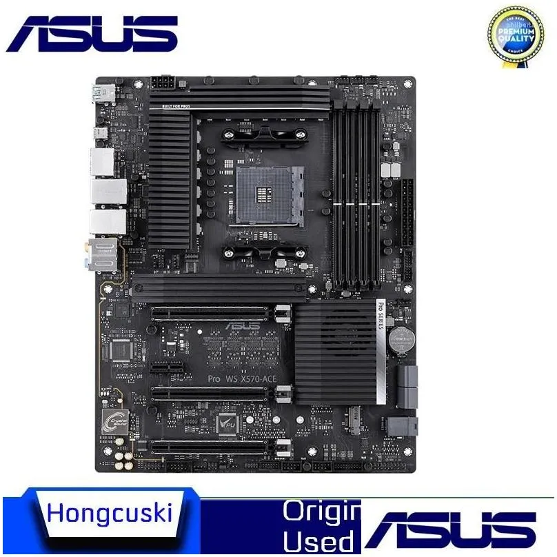 Motherboards Used For ASUS Pro WS X570-ACE Motherboard Socket AM4 DDR4 AMD X570M X570 Original Desktop PCI-E 4.0 M.2 Sata3 Mainboard