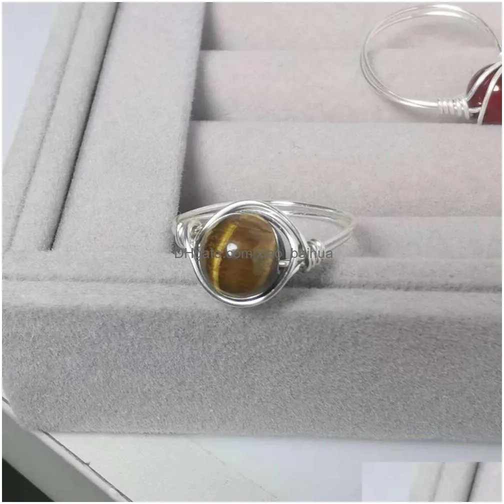 wire wrapped gemstone rings for women carnelian rose quartz amethyst tiger eyes