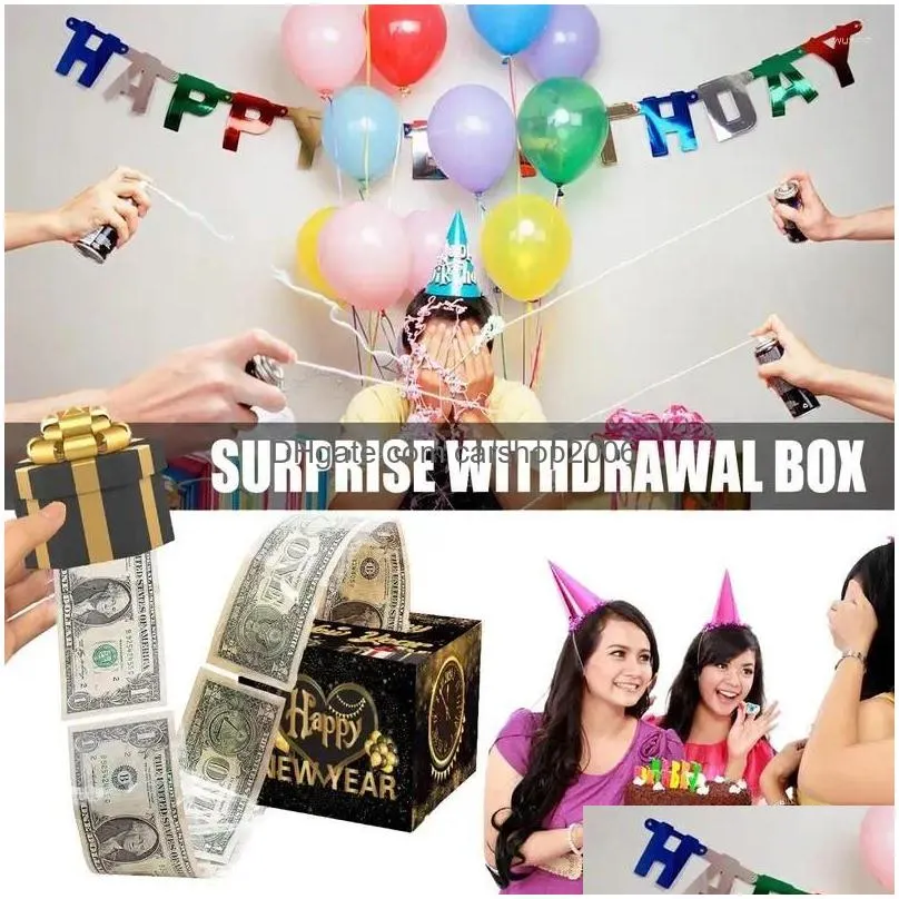 gift wrap birthday box cake atm banknote surprise topper money funny parent baking decor pull