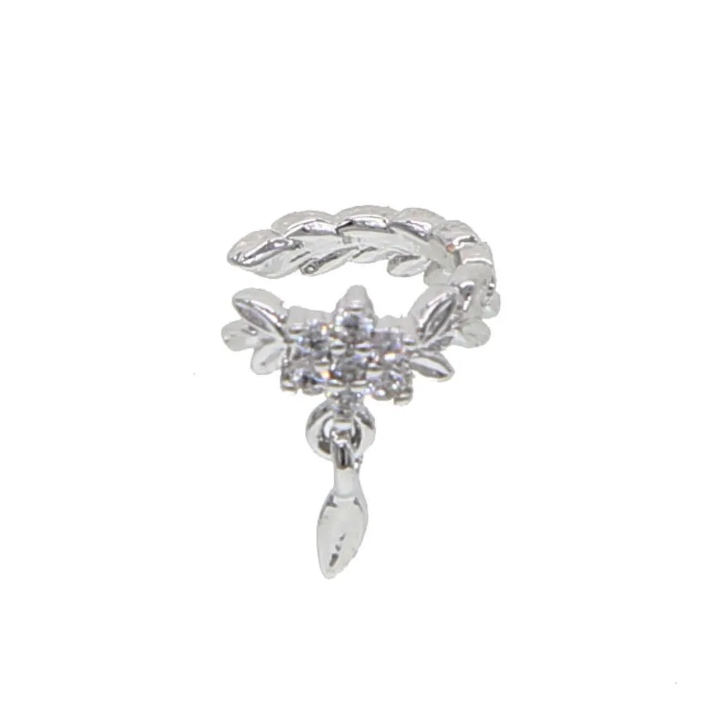 new arrived leaf lower ear cuff gold silver paved clear cz no piercing women wholesale cute leaves cuff earring