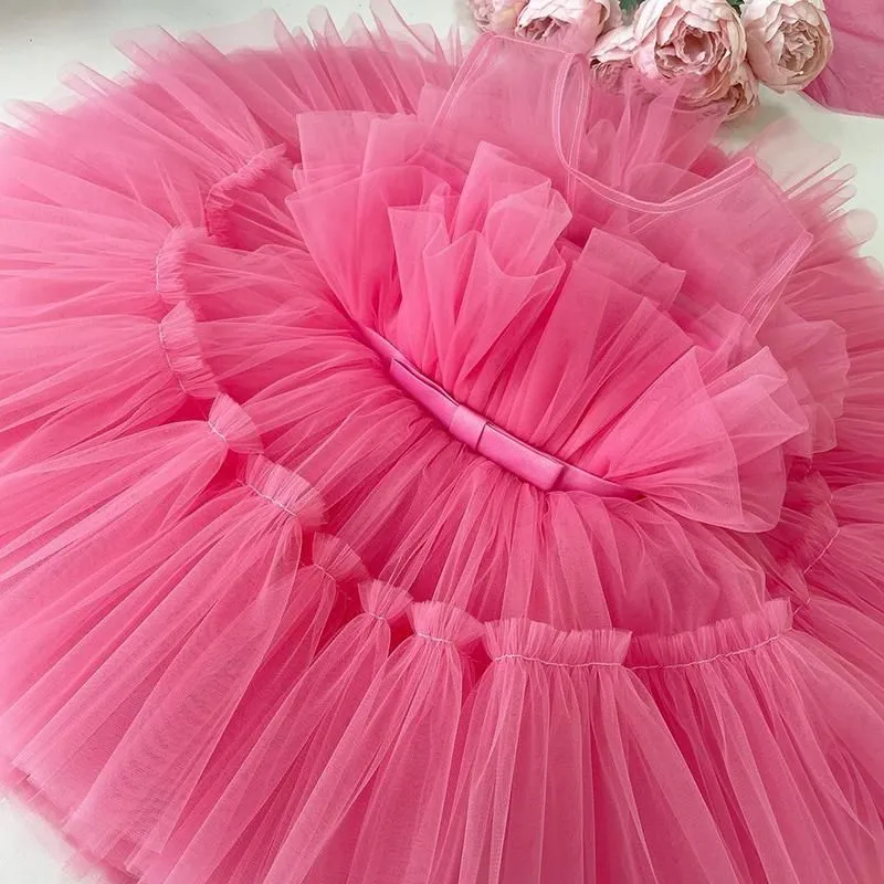Girl`s Dresses Born Baby Girl Dress1 Year 1st Birthday Party Baptism Pink Clothes 9 12 Months Toddler Fluffy Outfits Vestido Bebes