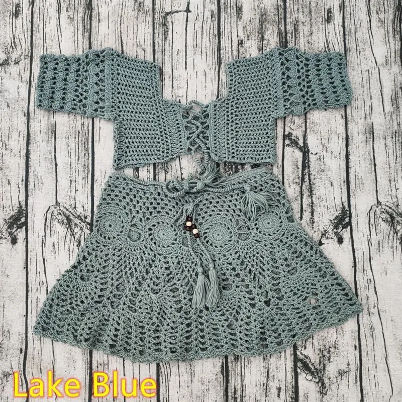 Women`s Swimwear Crochet Bikini Beach Tunic Suit Miniskirt Swim Skirt Dress For Women Outlet Summer 2023 Solid Acrylic CoverUp Bathing