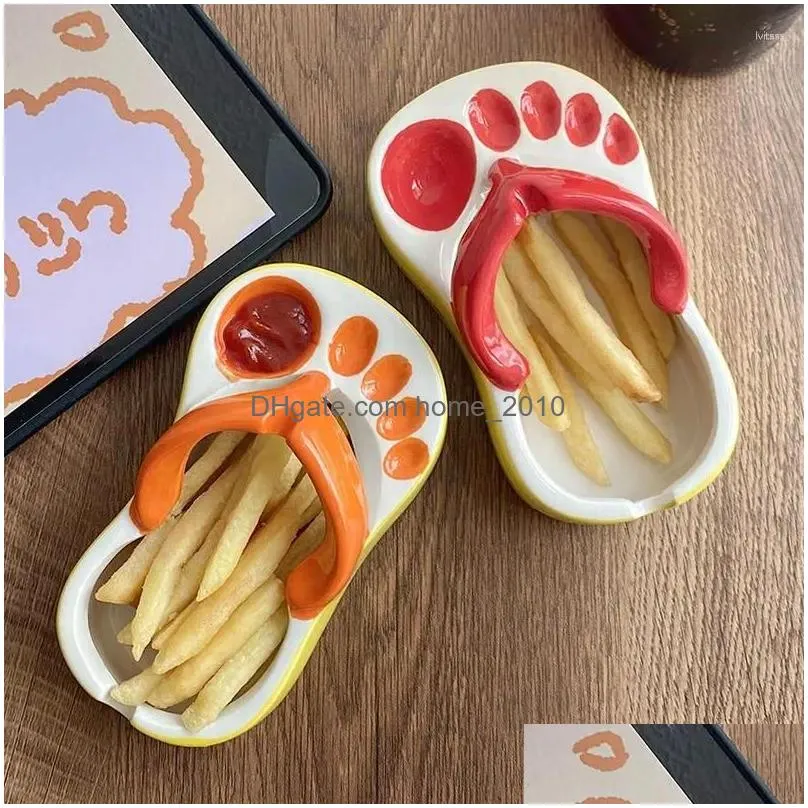 plates bread slippers french fries plate tomato sauce creative cartoon tableware kitchen personality eco-friendly convenient