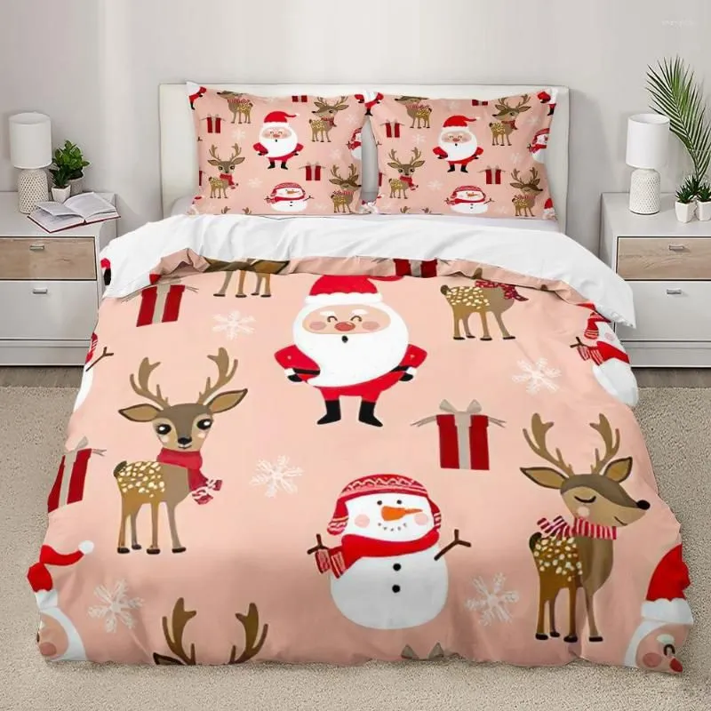 Bedding Sets 3D Christmas Textile Luxury Set High Quality Comfortable Santa Snowflake Print Quilt Duvet Cover And Pillow Cases