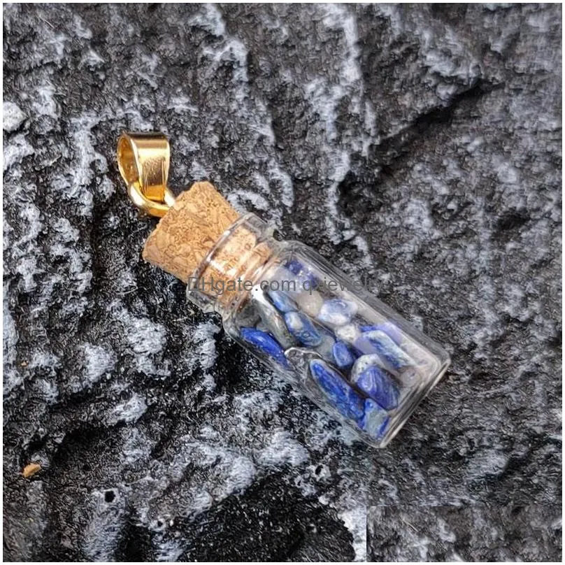 Pendant Necklaces 2021 Handmade Energy Crystal Stone Mini Glass Bottle For Women Men Lovers Lucky Jewelry With Rope Drop Delivery Pend Dhvxv