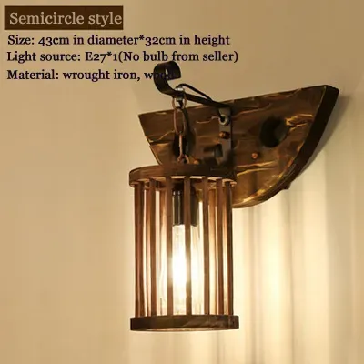 Wall Lamp American Retro Industrial Bar Restaurant Corridor Bedside Solid Wood Decorative Sconce