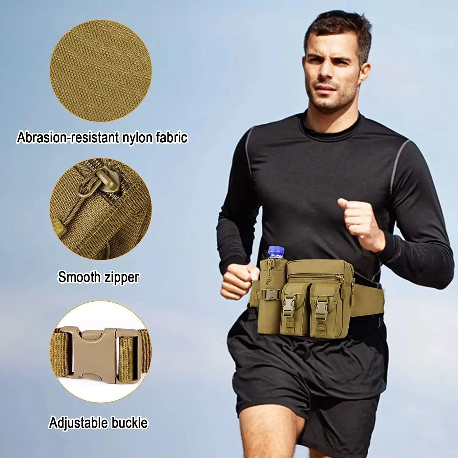 Bags Outdoor Tactical Waist Bag Men Military Water Bottle Pouch Waterproof Molle Camouflage Hunting Hiking Climbing Phone Belt Pack